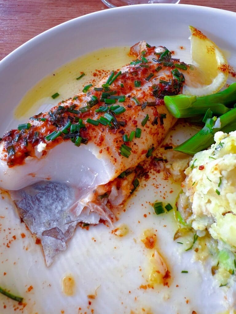 Cornish Hake with Smoked Garlic Butter and Jersey Royal Salad_7703