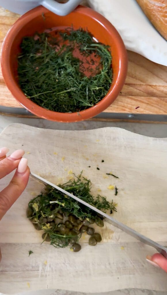 freshly chopped dill for the creme fraiche