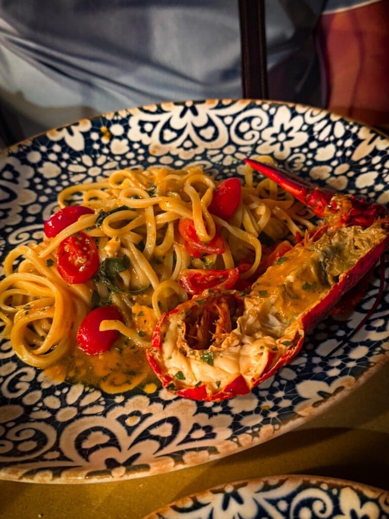 Fresh lobster pasta at Carnezzeria — where to eat in Ortigia for indulgent seafood pasta