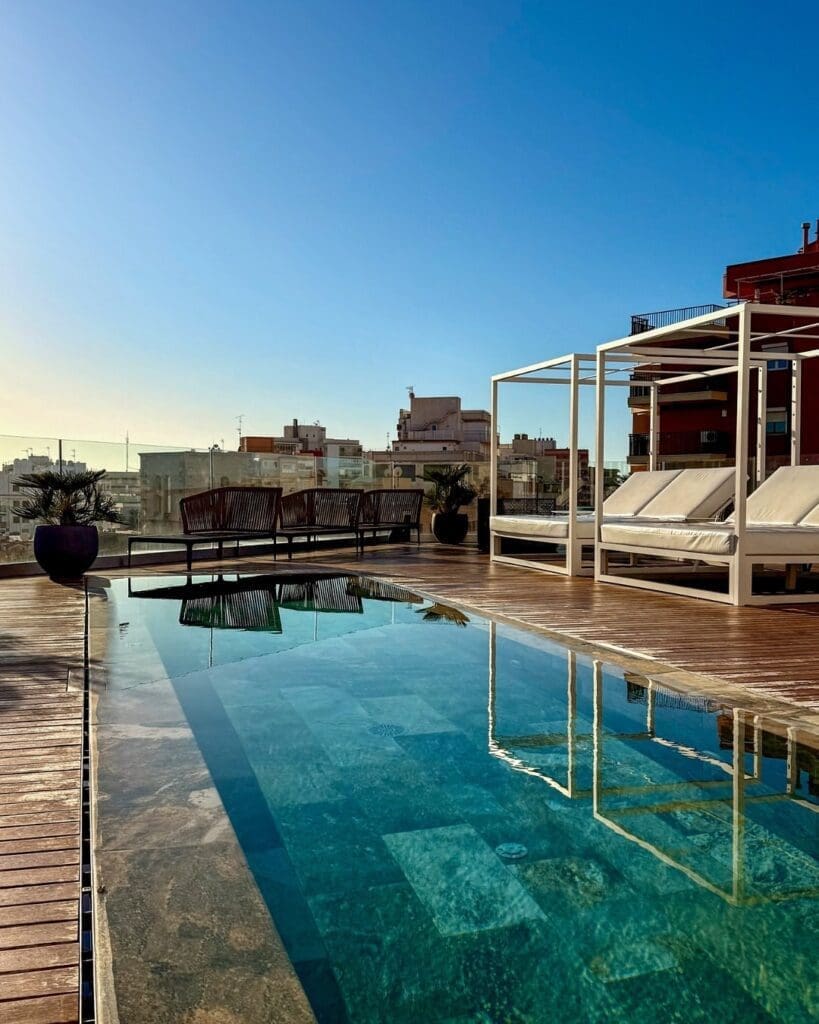 Relaxing on the rooftop at JS Palma Plaza – perfect pause between tapas trails in Palma