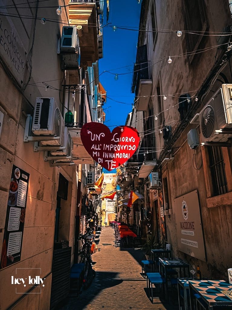 Narrow cobbled street in Ortigia
