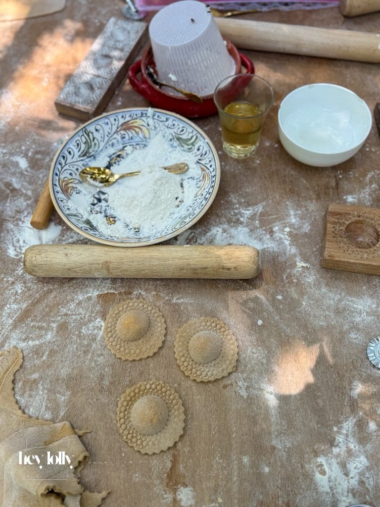Close-up of ravioli being prepared in the outdoor kitchen in Sicily.