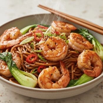 sticky sichuan chilli prawns