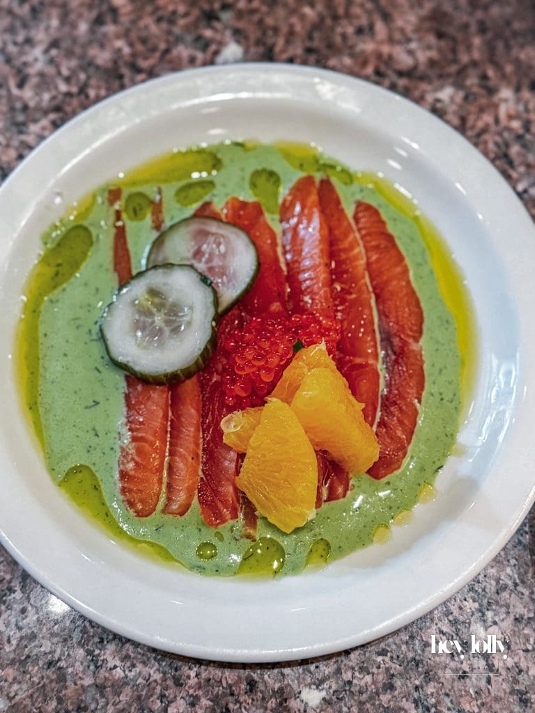 Negroni-cured trout with dill-green sauce, citrus and roe – Pici Nottingham review