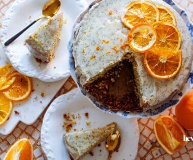 overhead shot of orange and poppy seed cake