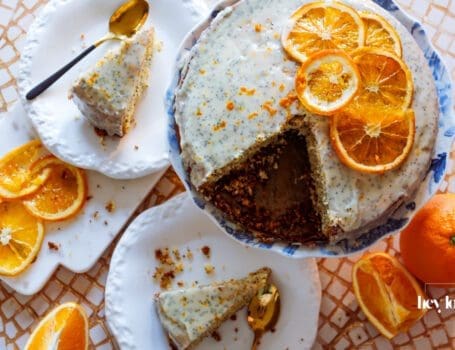overhead shot of orange and poppy seed cake