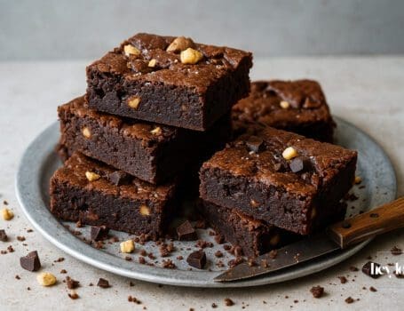 shot of cut up macadamia brownie bites