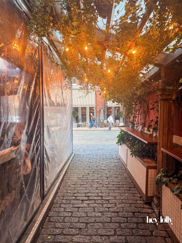 Entrance alleyway to Dishoom Shoreditch