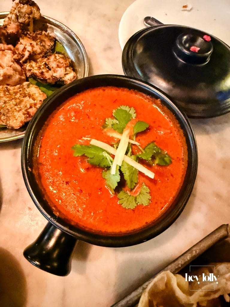 Chicken ruby curry at Dishoom Shoreditch with rich creamy sauce