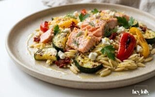 greek salmon and orzo salad