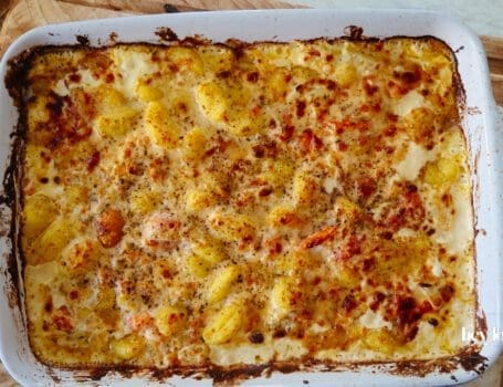 salmon and fennel gnocchi bake