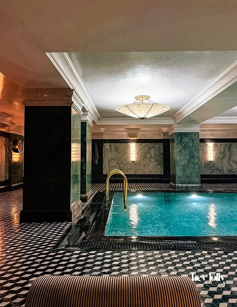 Indoor swimming pool at The Ned London spa