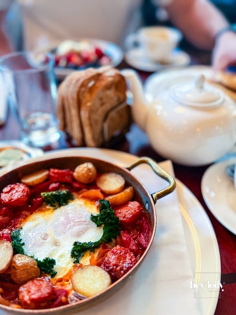 Breakfast setting at Millie’s Café inside The Ned London