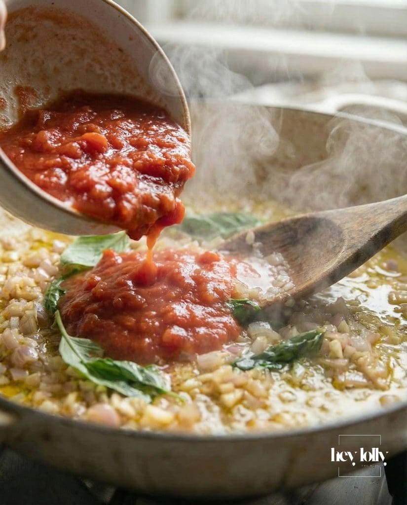 makng the sauce for pasta all vodka