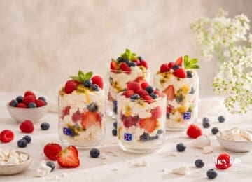 summer pavlova cups filled with fresh berries