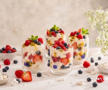 summer pavlova cups filled with fresh berries