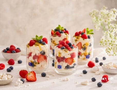 summer pavlova cups filled with fresh berries