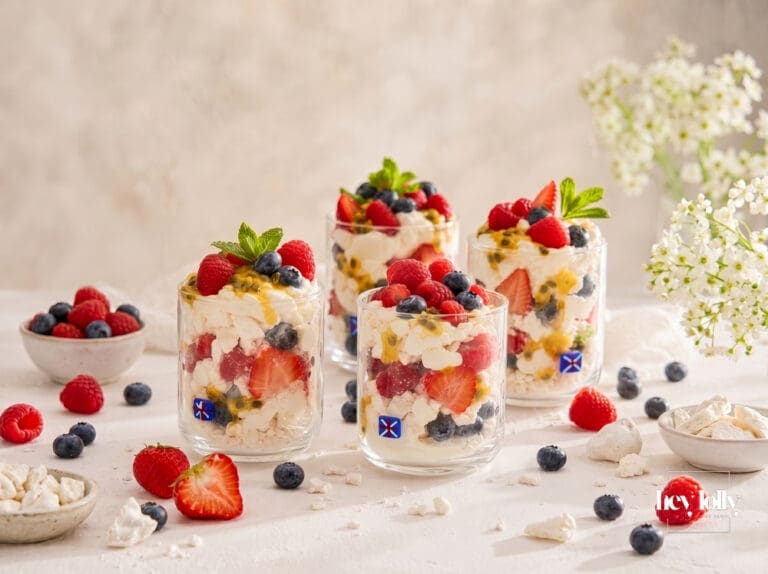 summer pavlova cups filled with fresh berries