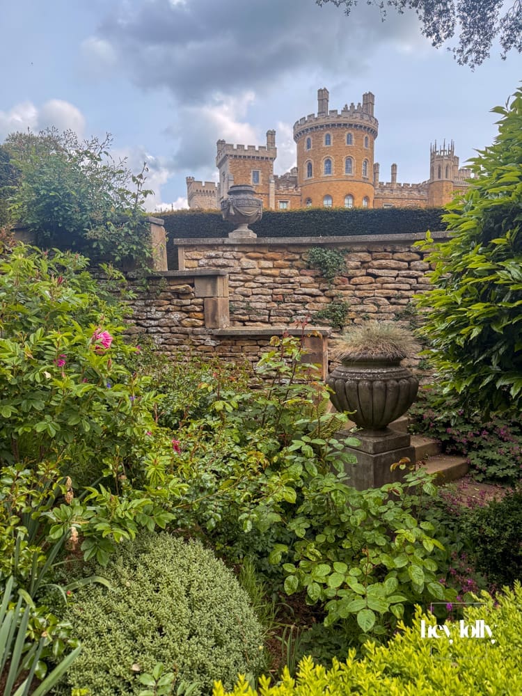 Castle exterior and formal garden view
