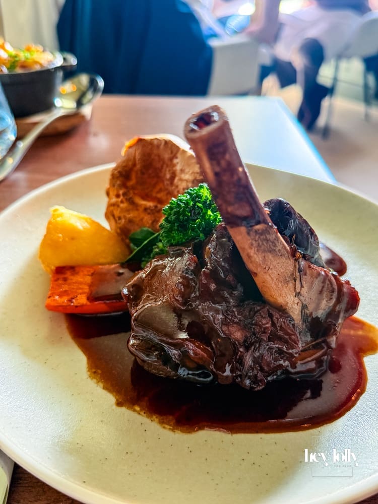 Braised lamb shank Sunday lunch at The Martins Arms Colston Bassett