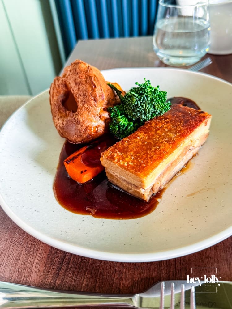 Pork belly Sunday lunch at The Martins Arms in Colston Bassett