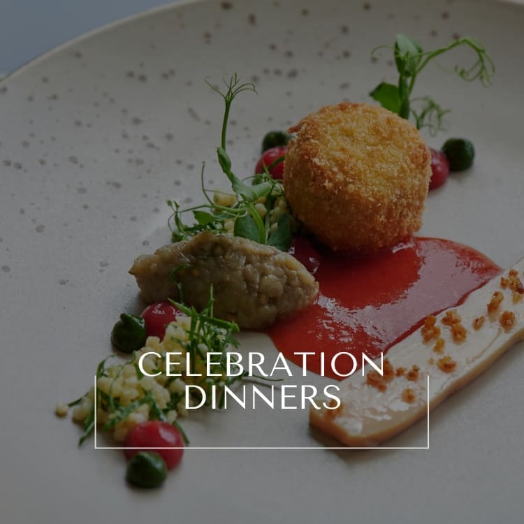 Elegant Nottingham celebration dinner table with wine and fine dining dishes