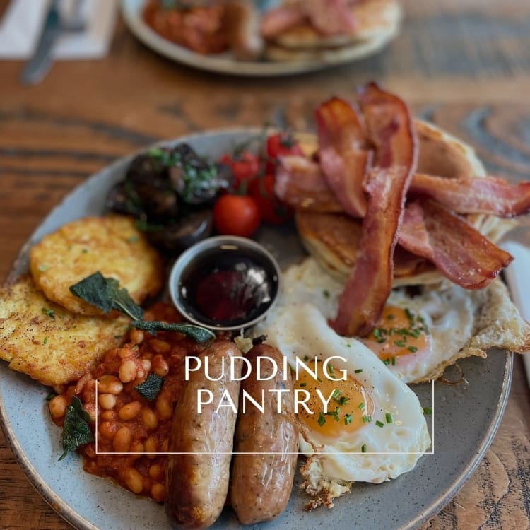 Pancake stacks and brunch dishes at Pudding Pantry Nottingham