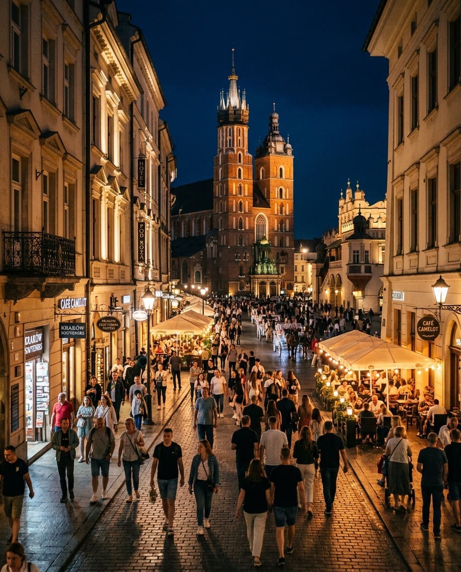 Krakow travel guide hotel area in Old Town streets