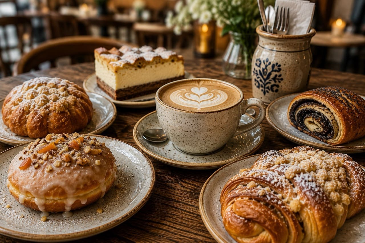 Cosy Krakow cafe with coffee and pastry for a food-led city break