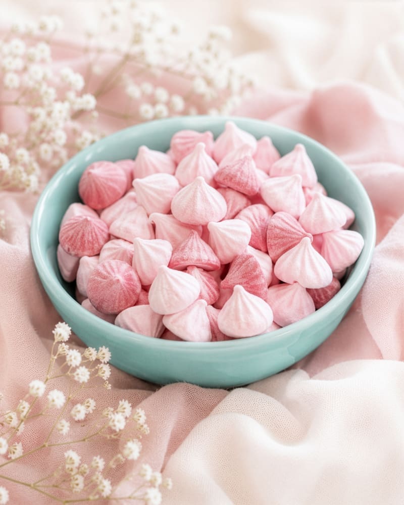 Crushed pink meringue for raspberry white chocolate dessert